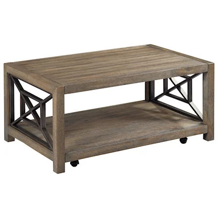 Transitional Small Rectangular Cocktail Table with Casters